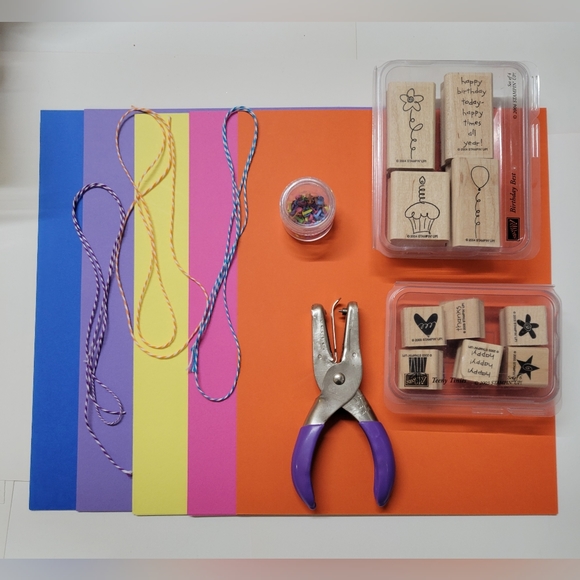 Stampin Up Birthday Best & Teeny Tinies Wooden Block Rubber Stamp Set - Picture 1 of 8